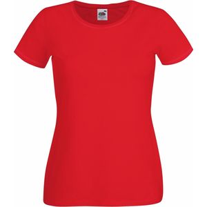 Fruit Of The Loom T shirt Dames met Korte Mouwen Ronde Hals (Rood)
