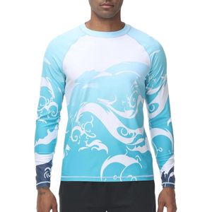 Heren Zwemshirt UPF 50+ Rash Guard Lange Mouw Sneldrogend T-Shirt Water Vissen UV-Bescherming