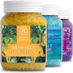 Aromatische Badzouten Set - Lavendel, Sea Breeze en Ylang-Ylang - Verlichting van Spierpijn en Vermoeidheid - Natuurlijke Huidverzorging - Ontspanning en Wellness