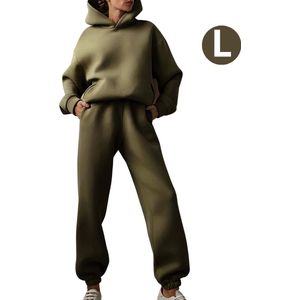 Bovista Joggingpak Dames - Huispak - Trainingspak - Volwassenen - Capuchon - Jogging Pak - Joggingspak - Leger Groen - Maat S