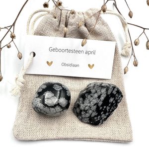 Geboortesteen april - Obsidiaan combi -zakje - edelstenen - giftset voor hem/haar - verjaardag - gefeliciteerd - cadeau - vriendschap - geluksbrenger - kleine cadeautjes