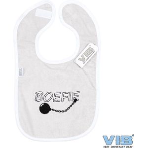 VIB® - Slabbetje Luxe velours - Boefie (Wit) - Babykleertjes - Baby cadeau