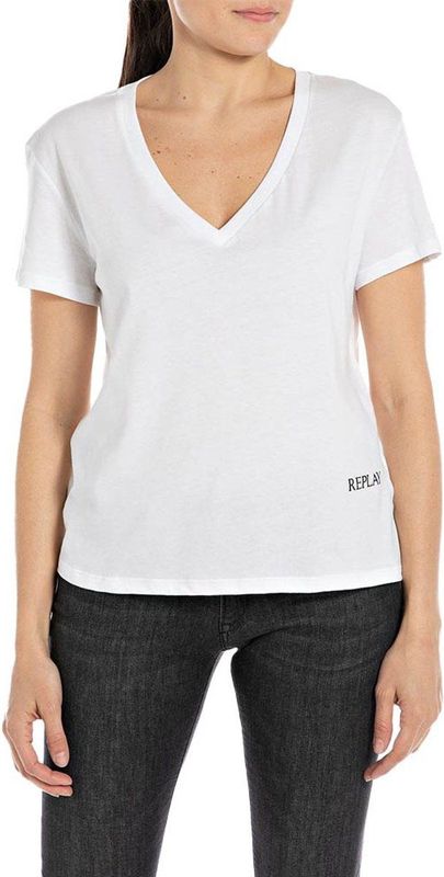 Replay - W3084A.000.20994 - T-shirt - Wit - Korte Mouwen - V-hals