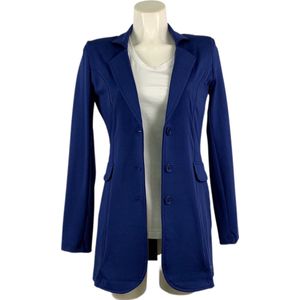 Angelle Milan – Travelkleding voor dames – Blauw Jasje met 3 knopen – Ademend – Kreukherstellend – Duurzaam - In 5 maten - Maat XL