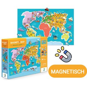 DODO Toys - Wereldkaart Magnetische Puzzel 5+ - Magneet Puzzel - Wereldkaart Kinderen