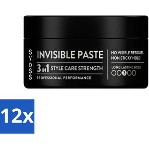 SYOSS - Invisible Paste 100 ml - Haarpaste - Langdurige Styling - 100ml - Voordeelverpakking - 12 stuks