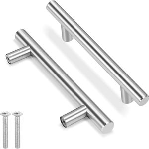 Keukenkast handgrepen - Pack van 15 stuks - Zilver - Lade trekt - 6 inch - 3.8 inch gat centrum - Massief roestvrij staal T bar - Satijn geborsteld nikkel hardware - Voor keuken kast deur badkamer meubels