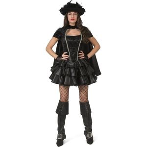 Funny Fashion - Zorro Kostuum - Senora Zorrita Mexicaanse Heldin - Vrouw - Zwart - Maat 40-42 - Halloween - Verkleedkleding