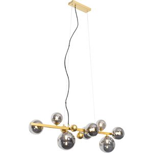 QAZQA david - Art Deco Hanglamp eettafel voor boven de eettafel | in eetkamer - 8 lichts - L 98 cm - Goud/messing - Woonkamer | Slaapkamer | Keuken