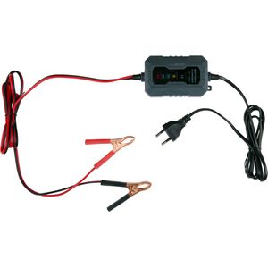 Dunlop Druppellader 6/12V 1A – Auto Oplader met 6-Staps Laadcyclus – voor Scooter en Motor – Beveiligd tegen Kortsluiting – Onderhoudslader voor Lood en Gel – Zwart