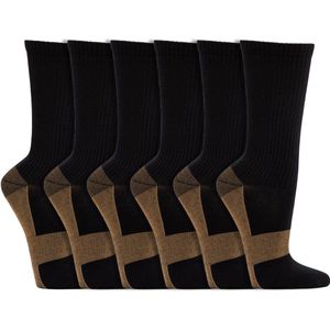 Koper sokken | Compressie sokken | Antibacterieel | Antistatisch | Kleur: Zwart | Maat: Diverse maten | 6 paar