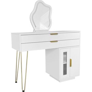 Make-up tafel, cosmetica tafel met LED-verlichte spiegel, kaptafel, bijzettafel