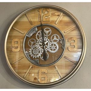 Radar - wandklok - woods - 80cm doorsnede - met draaiende tandwielen