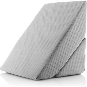 Ergonomisch Memory Foam Dubbel Driehoekig Wigkussen voor Rugsteun en Zithouding 60x40x24 cm Grijs