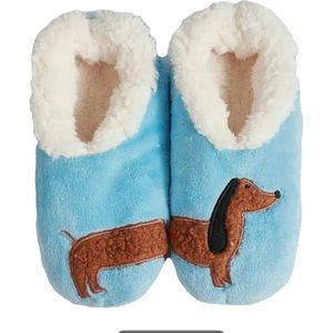 Teckel - Pantoffels - Blauw - Teckelprint