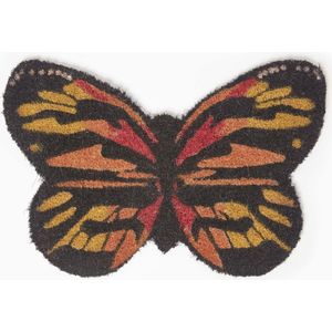 Homescapes - Oranje kokosvezel deurmat vlinder