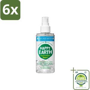 Happy Earth – Deodorant Just-Add-Water Spray – 100% Natuurlijk Unscented – 100 ml - Voordeelverpakking - 6 stuks - Natuurlijke deodorant - Geurloze deodorant