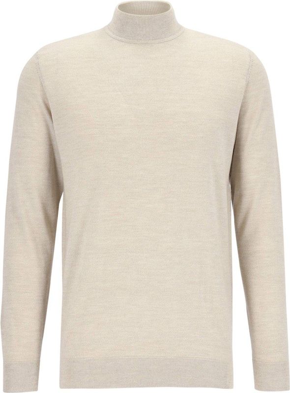 Profuomo - Slim Fit - Gebreide Trui - Beige - 100% Wol