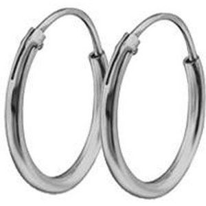 New bling 9NB-0557 Zilveren Oorringen - 12 mm - ronde buis - scharnier - Zilverkleurig