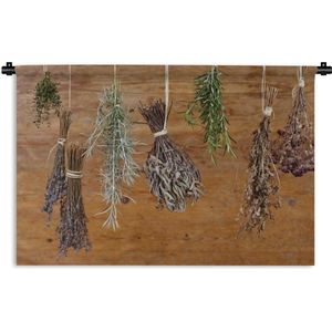 Wandkleed Kruiden en Specerijen - Gedroogde kruiden Wandkleed katoen 150x100 cm - Wandtapijt met foto