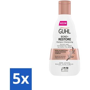 5 x Guhl - Shampoo - Bond+ Restore - 250 ml - Haarbreuk - Droge Haren - Haar Glans - Vegan Shampoo
