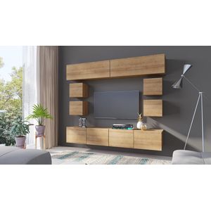 TV meubel - CALABRINI 16 - Hangmeubel - Gouden eik - 210 cm