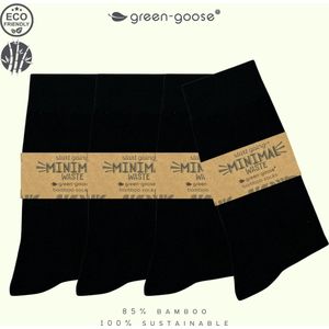 green-goose® Luxe Bamboe Sokken Heren | 4 Paar | Zwart | 44-46 | 85% Bamboe | Superzacht en Duurzaam