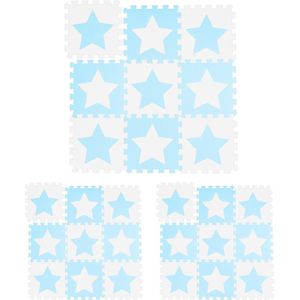 Relaxdays 27x speelmat foam sterren - puzzelmat - speelkleed - vloermat schuim - blauw-wit