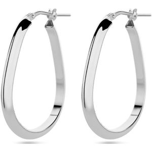 Zilver - Gerhodineerde Oorringen - 1338740 - 925 Zilver - 3 mm Breedte