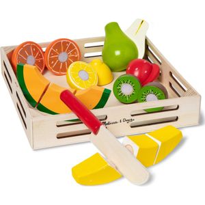 Melissa & Doug Set met snijdbaar fruit - The Original (houten speeleten, houten kratje, 17 speelstukjes, geweldig cadeau voor meisjes en jongens - ideaal voor kinderen van 3, 4 en 5 jaar)