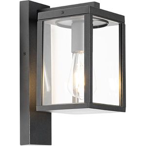QAZQA charlois - Industriele Wand lantaarn voor buiten - 1 lichts - D 21.5 cm - Zwart - Industrieel - Buitenverlichting
