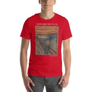 Famous Piece - Kunst T-shirt - Edvard Munch 'The Scream' - Unisex - Rood - S