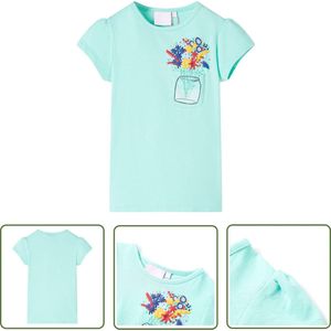 vidaXL Meisjeskleding - Kinderkleding - Kindershirt 116 lichtmint - Jongenskleding - T-shirt - Kortmouwtjes