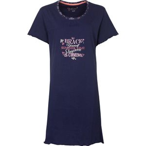 Tenderness Dames Nachthemd - 100% Katoen - Blauw - Maat XL