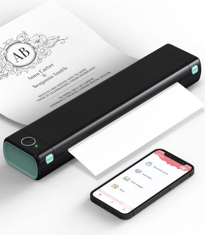 Pora&Co Thermal Printer - Portable A4 - Incl. 200 Vellen - Zwart/Groen