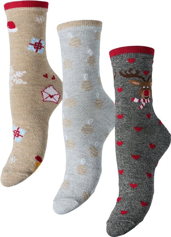 PIECES - PCJINGLE XMAS GLITTER SOCKS 3-PACK BC - Dames - Sokken