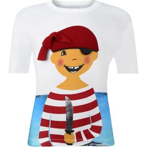 Ziegfeld T-shirt Korte Mouw Piraat Paul Jongens Katoen Wit Maat 98