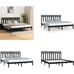 vidaXL Bedframe massief hout zwart 180x200 cm 6FT Super King - Bedframe - Bedframes - Tweepersoonsbed - Bed