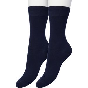 Bonnie Doon Bamboe Sokken Dames Blauw maat 36/42 - Set met 2 paar sokken - Licht, Ademend, Soepel - Zeer Comfortabel en Zacht - Gladde Teennaad - Bamboo Viscose Rayon -Antibacteriële Werking - Milieubewust - Donker Blauw Navy - OL04119902.102