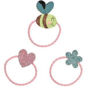 haarelastiekjes Bij Bloem Hart 3 stuks