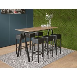 Bartafel Victory breed 120CM kleur frame Zwart (RAL9005) kleur blad Licht Eiken