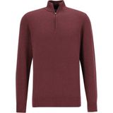 Michaelis - Heren Trui - Donkerrood - Slim Fit - Katoenmengsel met Korte Rits