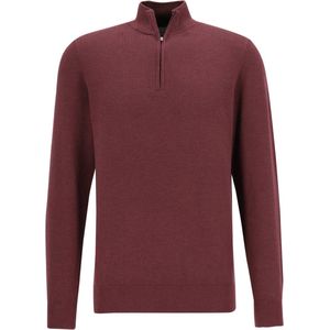 Michaelis - Heren Trui - Donkerrood - Slim Fit - Katoenmengsel met Korte Rits