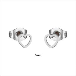 Aramat jewels ® - Open hartjes oorbellen zilverkleurig zweerknopjes staal 6mm