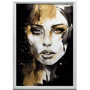 Portret Van Een Vrouw Zwart En Goud Zonder Lijst 30X40 Cm Mat Papier