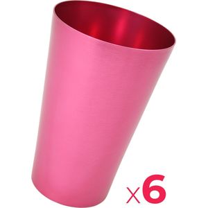 Roze aluminium stapelbare bekers (6 stuks!) - Roze - Stapelbare beker van aluminium - Lichtgewicht design