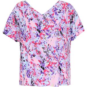 usha - Blouse - Floral Print - Loose Fit - V-hals - Korte Mouwen - Fashion Look Collection