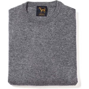 Osborne Knitwear Trui met ronde hals - Sweater heren in Lamswol - Pullover Heren - Grey Mix - XL