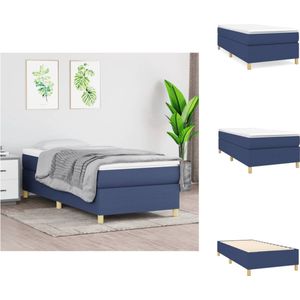 vidaXL Boxspringbed - Pocketvering matras - Middelharde ondersteuning - Huidvriendelijk topmatras - Multiplex lattenbodem - Blauw - 203 x 80 x 35 cm - Bed