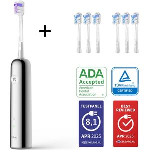 Laifen Wave Elektrische tandenborstel - RVS - Oscillerende en Vibrerende functie - Met 6 extra Super Clean opzetborstels